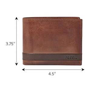 Fossil Men’s Trifold Brown Leather Wallet Classic Timeless Masculine Earthy